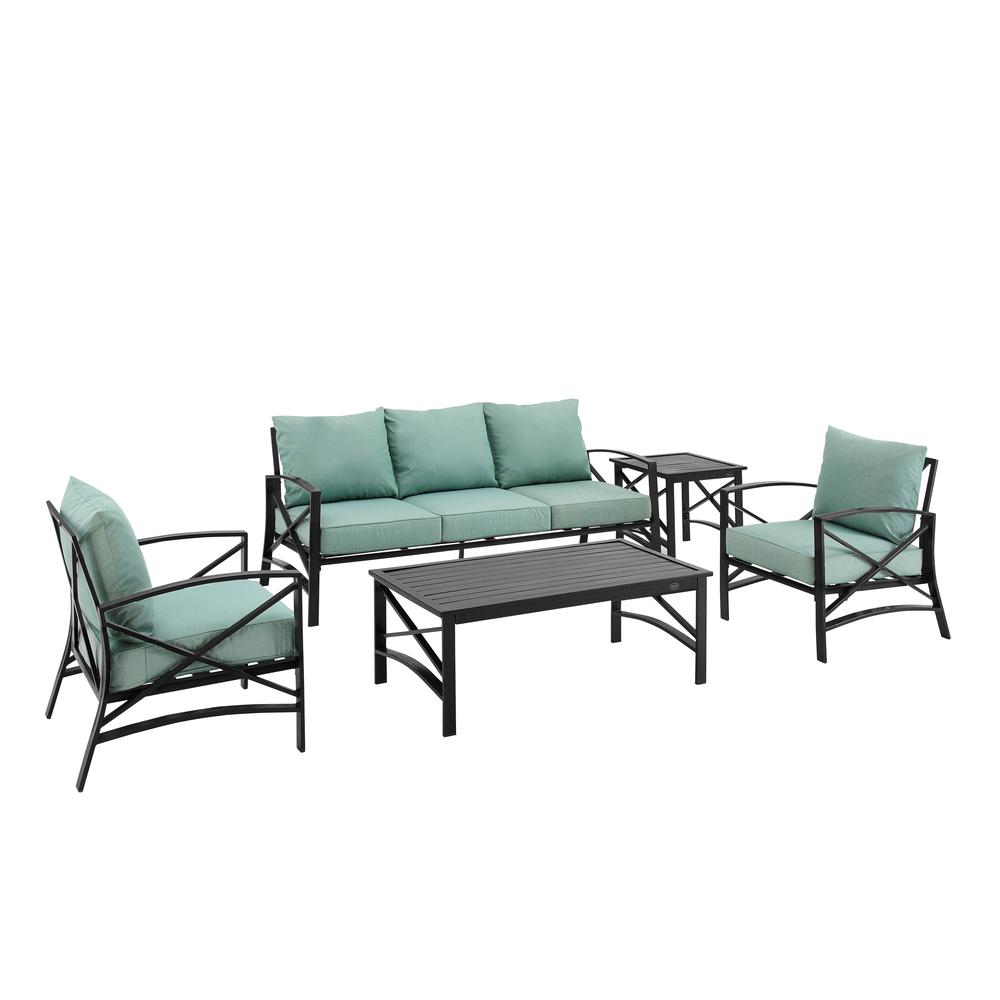 Kaplan 5Pc Outdoor Metal Sofa Set Mist/Oil Rubbed Bronze - Sofa, Coffee Table, Side Table, & 2 Arm Chairs. Picture 15