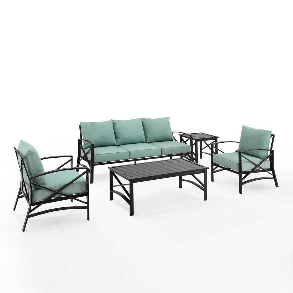 Kaplan 5Pc Outdoor Metal Sofa Set Mist/Oil Rubbed Bronze - Sofa, Coffee Table, Side Table, & 2 Arm Chairs. Picture 13