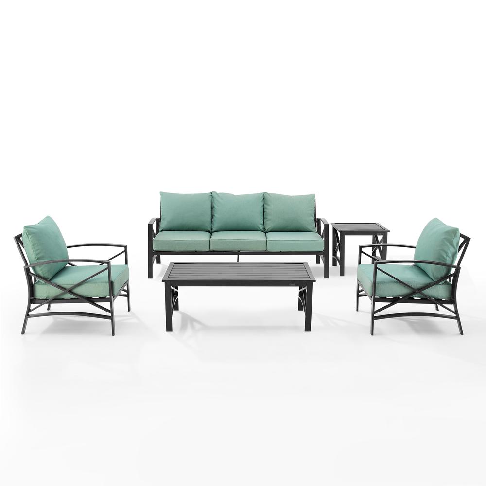 Kaplan 5Pc Outdoor Metal Sofa Set Mist/Oil Rubbed Bronze - Sofa, Coffee Table, Side Table, & 2 Arm Chairs. Picture 14