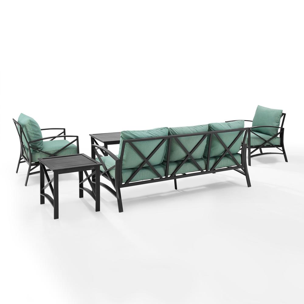 Kaplan 5Pc Outdoor Metal Sofa Set Mist/Oil Rubbed Bronze - Sofa, Coffee Table, Side Table, & 2 Arm Chairs. Picture 3