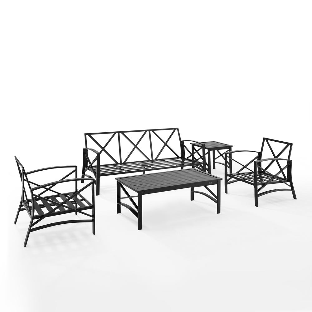 Kaplan 5Pc Outdoor Metal Sofa Set Mist/Oil Rubbed Bronze - Sofa, Coffee Table, Side Table, & 2 Arm Chairs. Picture 1
