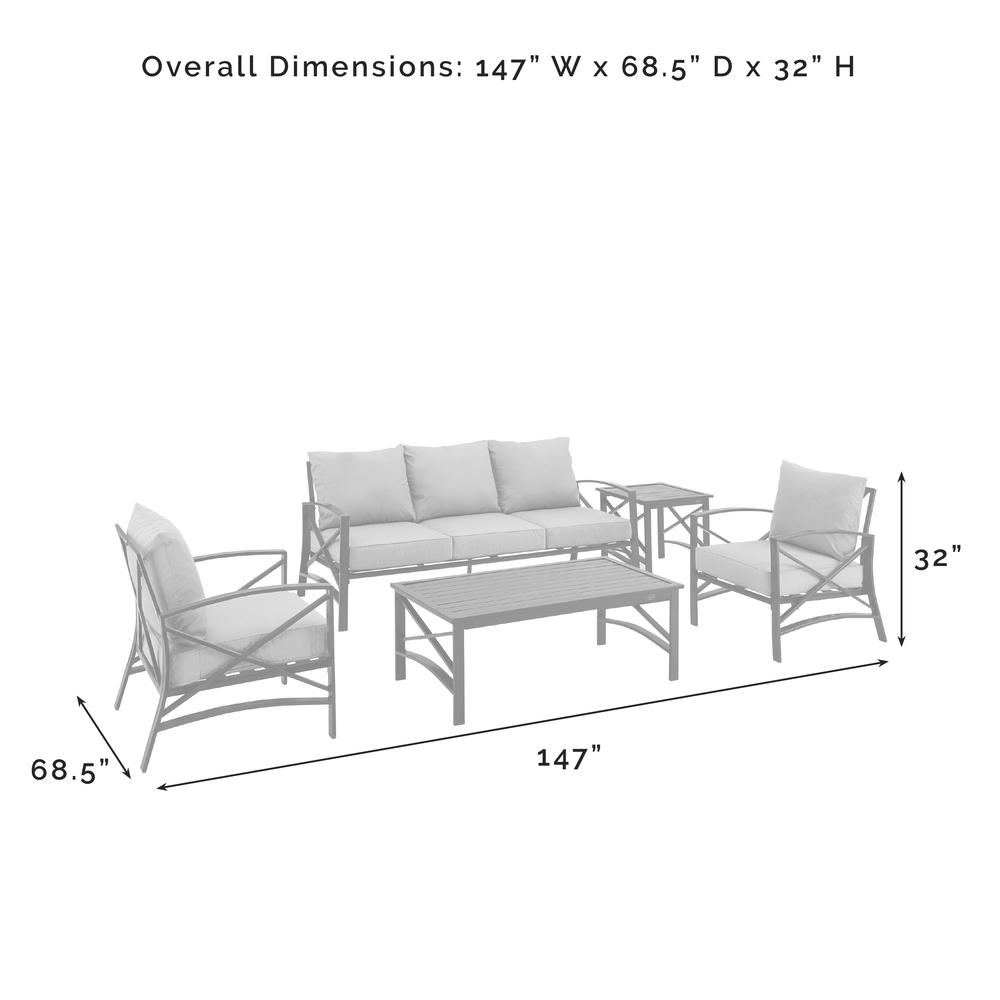 Kaplan 5Pc Outdoor Metal Sofa Set Mist/Oil Rubbed Bronze - Sofa, Coffee Table, Side Table, & 2 Arm Chairs. Picture 4