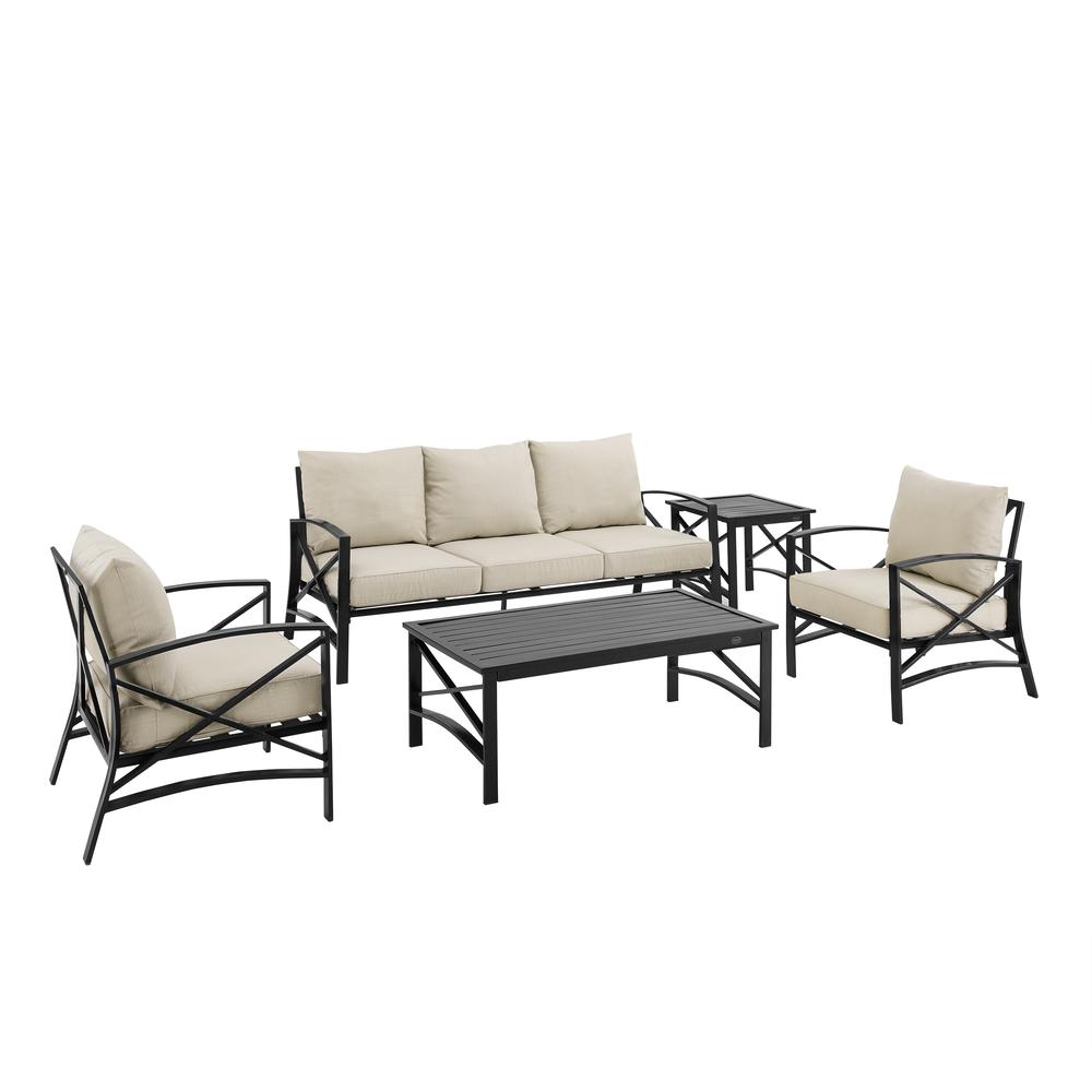 Kaplan 5Pc Outdoor Metal Sofa Set Oatmeal/Oil Rubbed Bronze - Sofa, Coffee Table, Side Table, & 2 Arm Chairs. Picture 7
