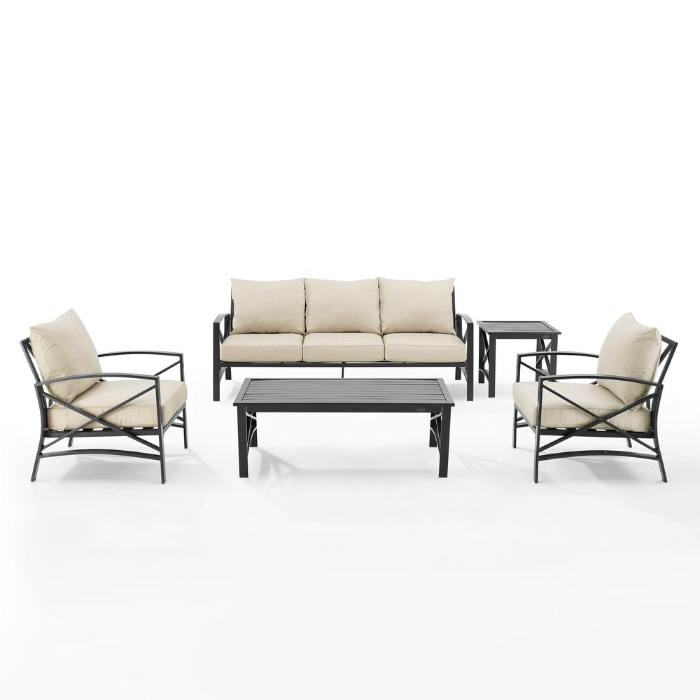 Kaplan 5Pc Outdoor Metal Sofa Set Oatmeal/Oil Rubbed Bronze - Sofa, Coffee Table, Side Table, & 2 Arm Chairs. Picture 13