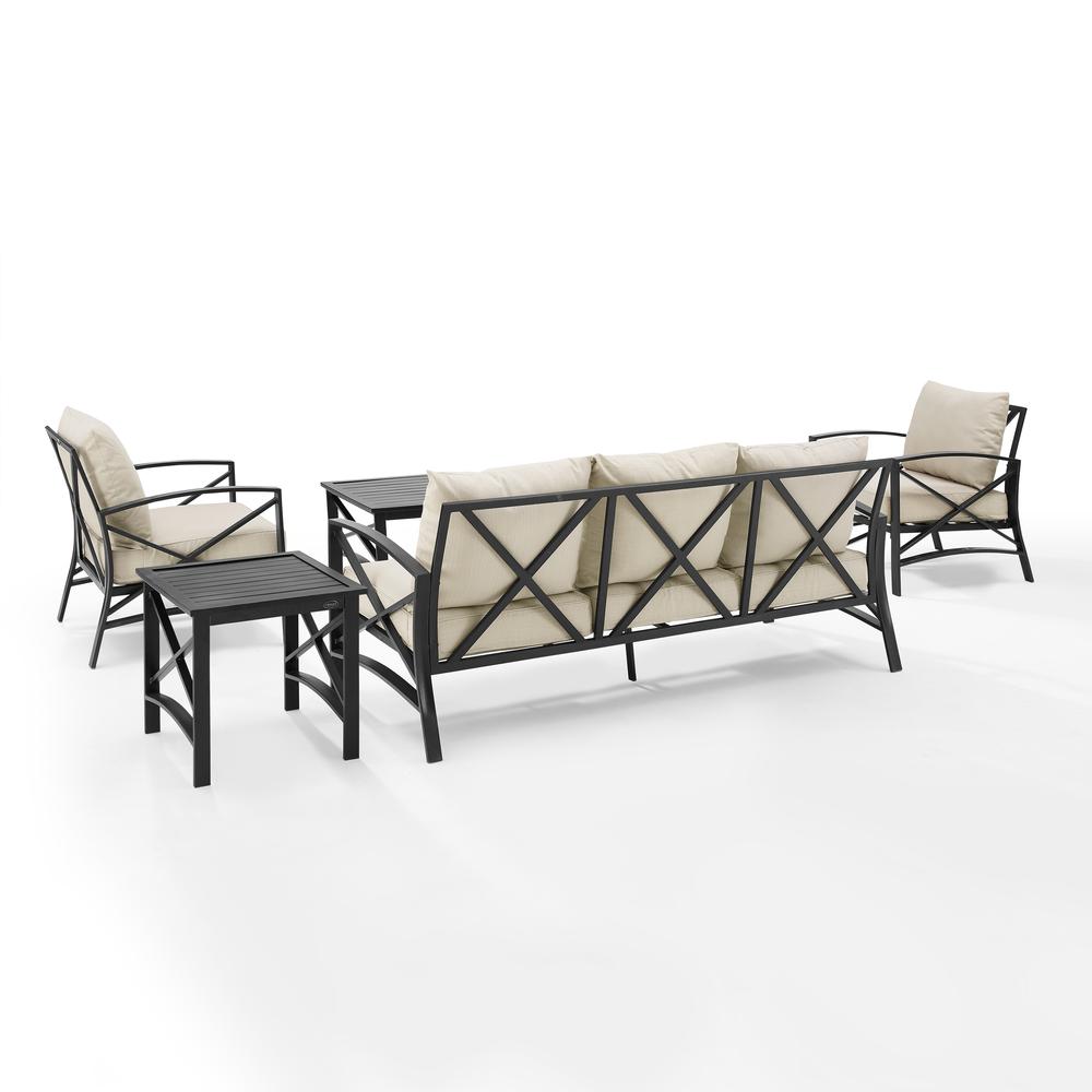 Kaplan 5Pc Outdoor Metal Sofa Set Oatmeal/Oil Rubbed Bronze - Sofa, Coffee Table, Side Table, & 2 Arm Chairs. Picture 14