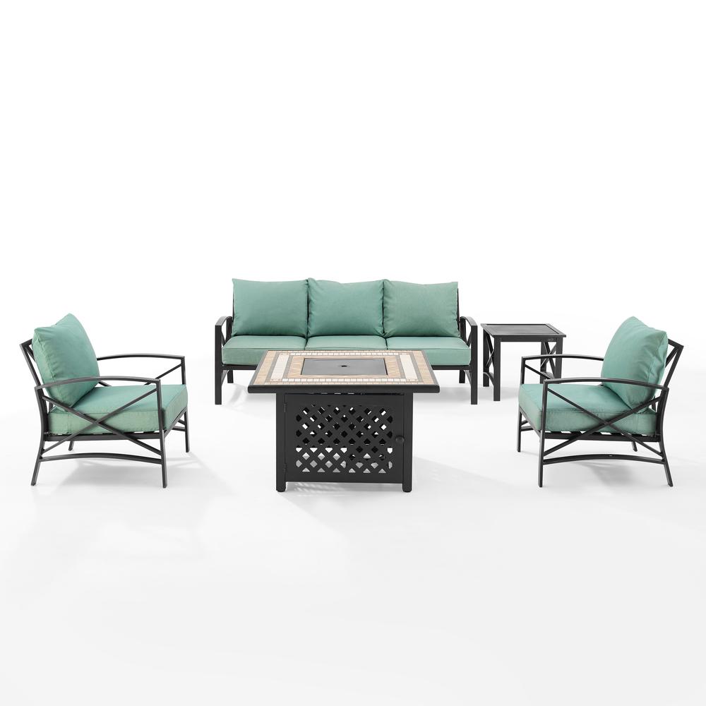 Kaplan 5Pc Outdoor Metal Sofa Set W/Fire Table Mist/Oil Rubbed Bronze - Sofa, Side Table, Tucson Fire Table, & 2 Chairs. Picture 8