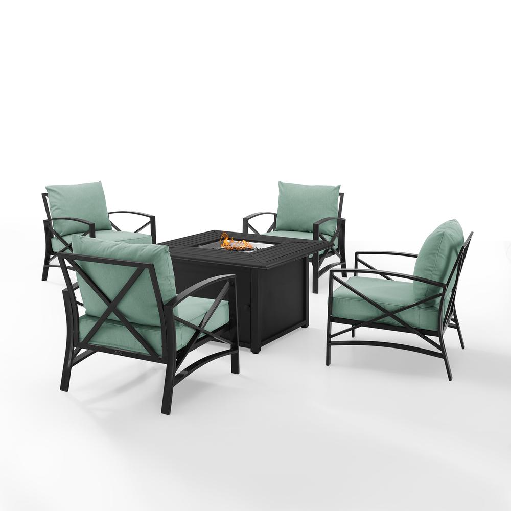 Kaplan 5Pc Outdoor Metal Conversation Set W/Fire Table Mist/Oil Rubbed Bronze - Dante Fire Table & 4 Arm Chairs. Picture 8