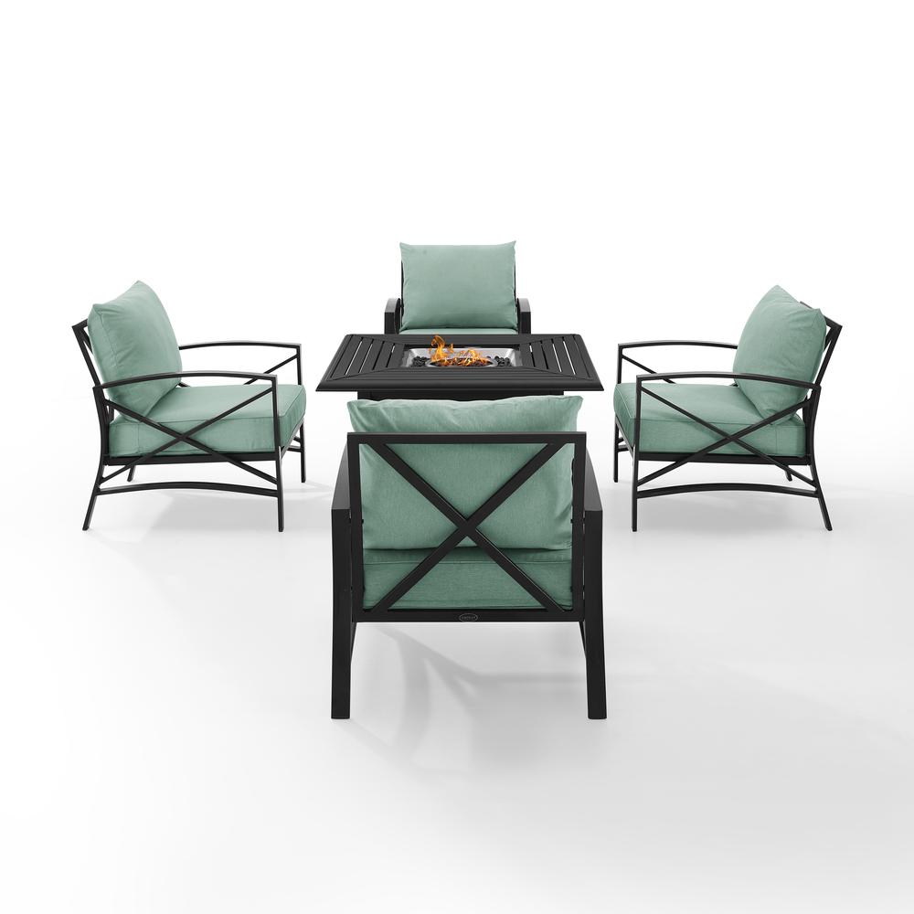 Kaplan 5Pc Outdoor Metal Conversation Set W/Fire Table Mist/Oil Rubbed Bronze - Dante Fire Table & 4 Arm Chairs. Picture 9