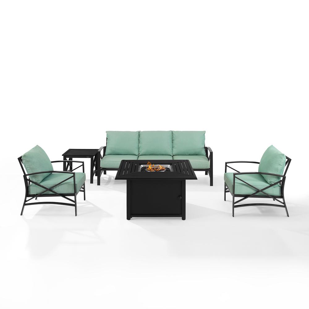 Kaplan 5Pc Outdoor Metal Sofa Set W/Fire Table Mist/Oil Rubbed Bronze - Sofa, Dante Fire Table, Side Table, & 2 Arm Chairs. Picture 10