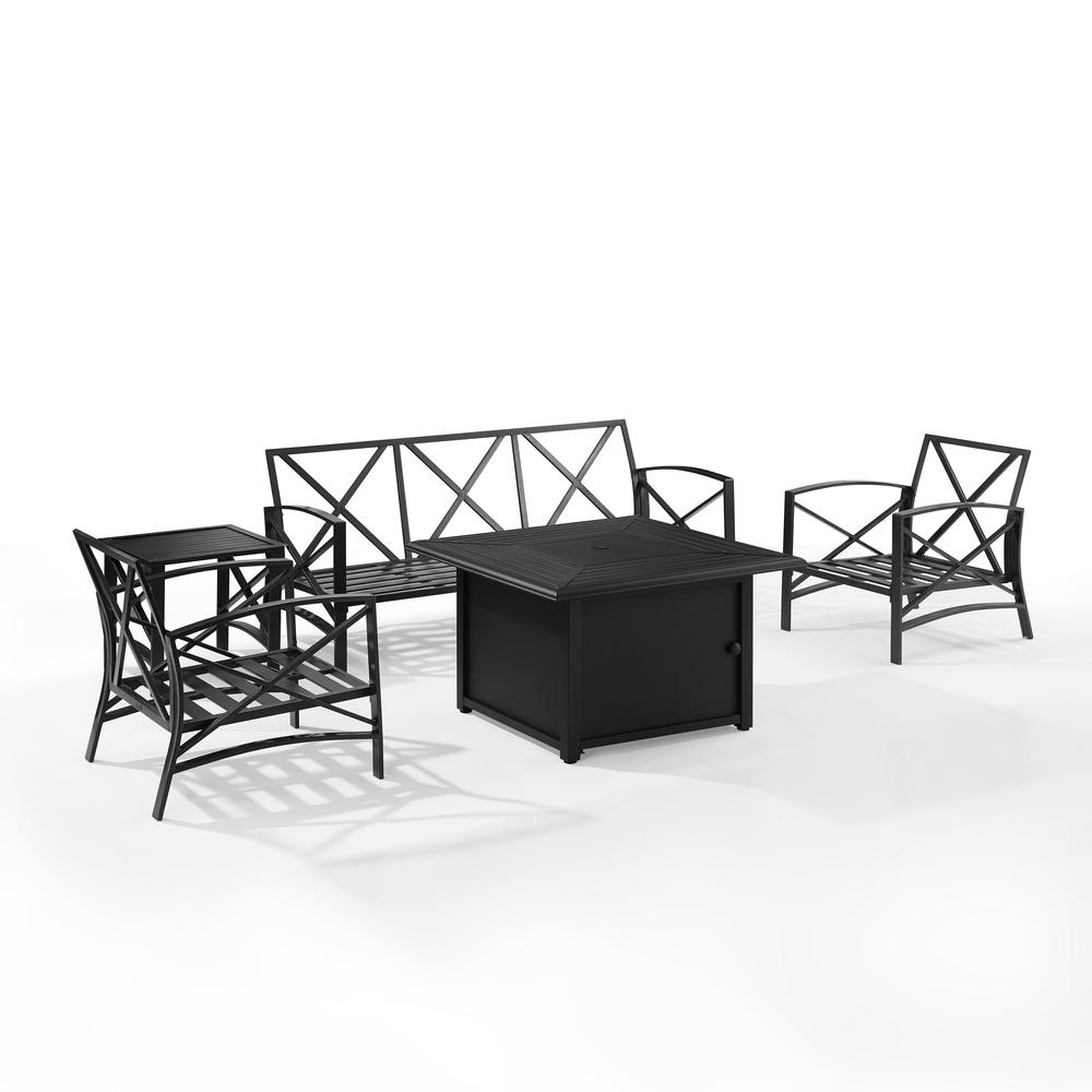 Kaplan 5Pc Outdoor Metal Sofa Set W/Fire Table Mist/Oil Rubbed Bronze - Sofa, Dante Fire Table, Side Table, & 2 Arm Chairs. Picture 12