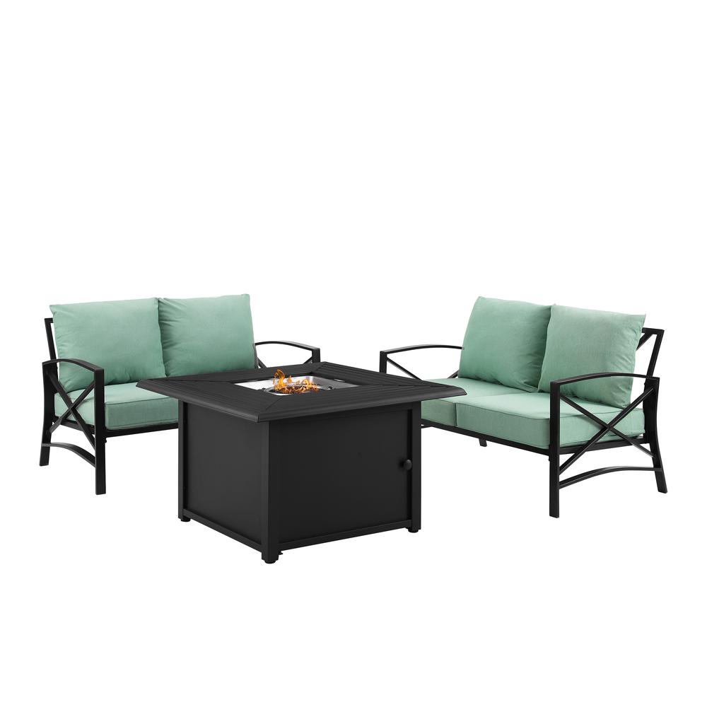 Kaplan 3Pc Outdoor Metal Conversation Set W/Fire Table Mist/Oil Rubbed Bronze - Dante Fire Table & 2 Loveseats. Picture 5