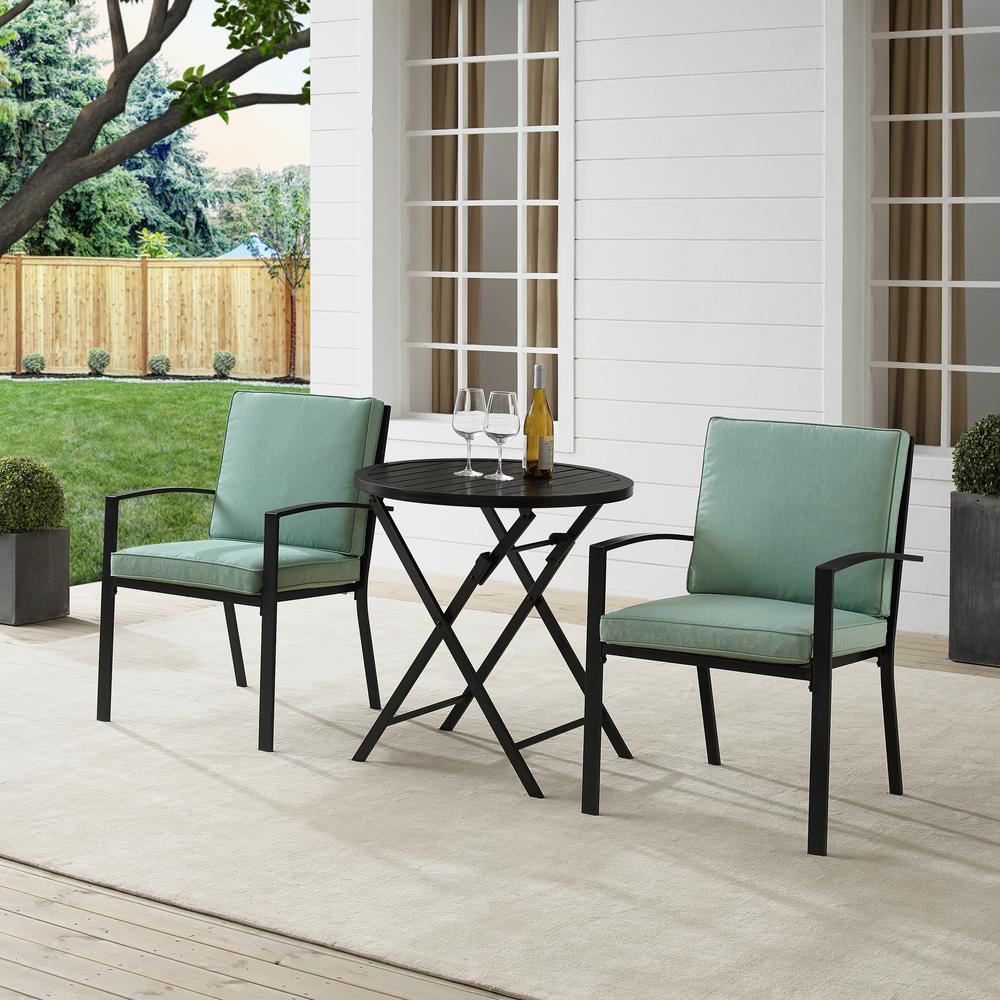 Kaplan 3Pc Outdoor Metal Bistro Set Mist/Oil Rubbed Bronze - Bistro Table & 2 Chairs. Picture 1