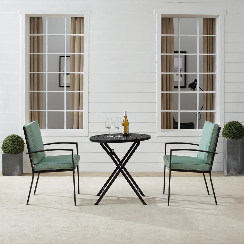 Kaplan 3Pc Outdoor Metal Bistro Set Mist/Oil Rubbed Bronze - Bistro Table & 2 Chairs. Picture 2