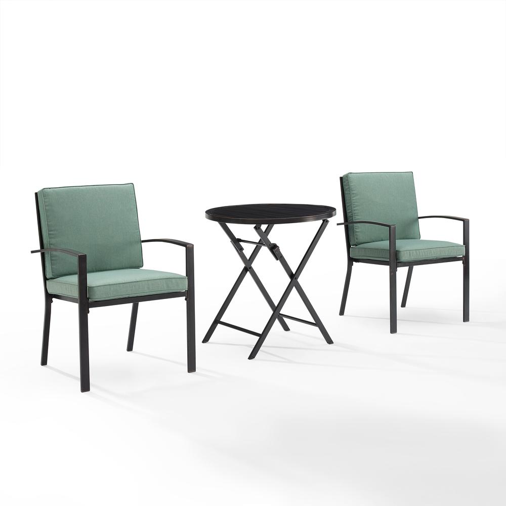 Kaplan 3Pc Outdoor Metal Bistro Set Mist/Oil Rubbed Bronze - Bistro Table & 2 Chairs. Picture 6