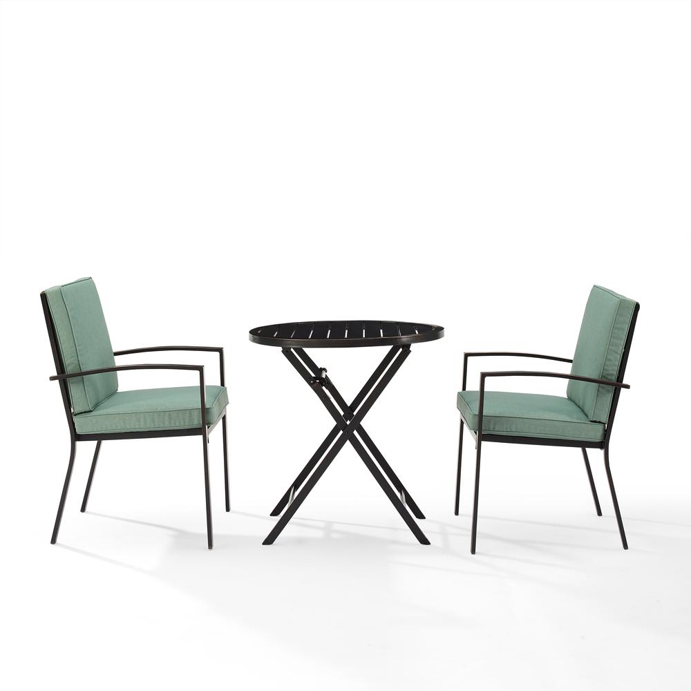 Kaplan 3Pc Outdoor Metal Bistro Set Mist/Oil Rubbed Bronze - Bistro Table & 2 Chairs. Picture 7