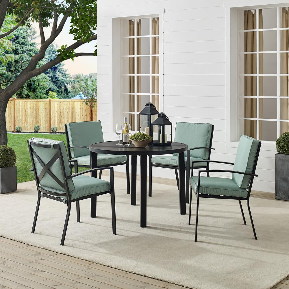 Kaplan 5Pc Outdoor Metal Round Dining Set Mist/Oil Rubbed Bronze - Table & 4 Chairs. Picture 1