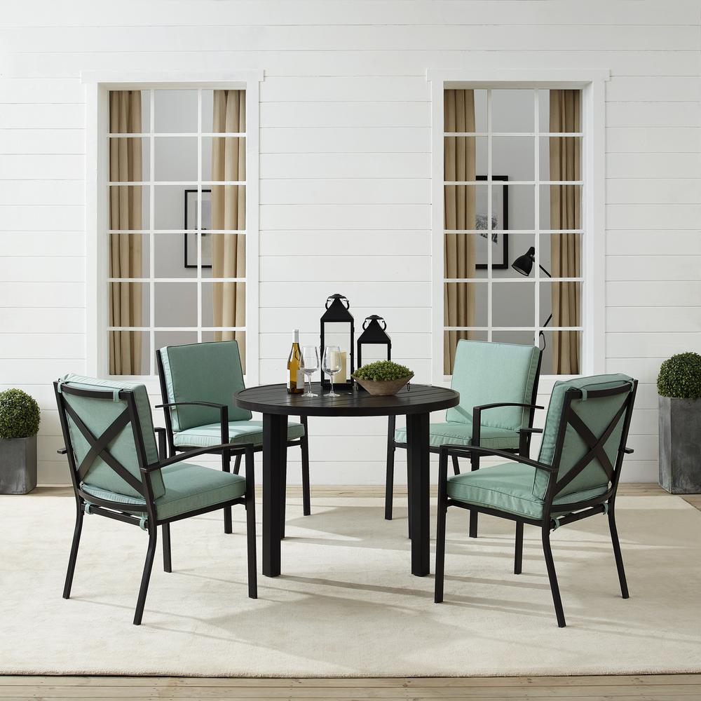 Kaplan 5Pc Outdoor Metal Round Dining Set Mist/Oil Rubbed Bronze - Table & 4 Chairs. Picture 2