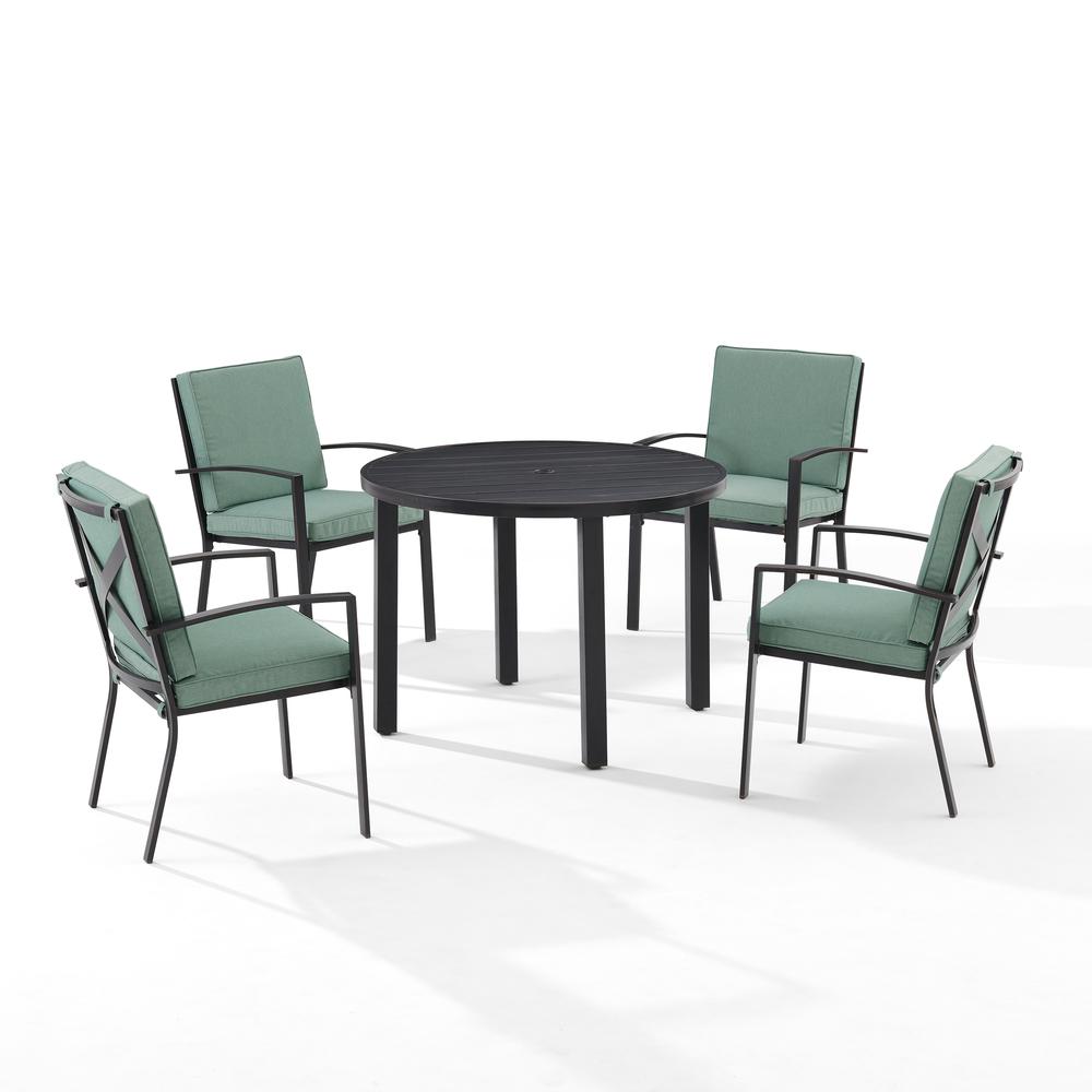Kaplan 5Pc Outdoor Metal Round Dining Set Mist/Oil Rubbed Bronze - Table & 4 Chairs. Picture 5