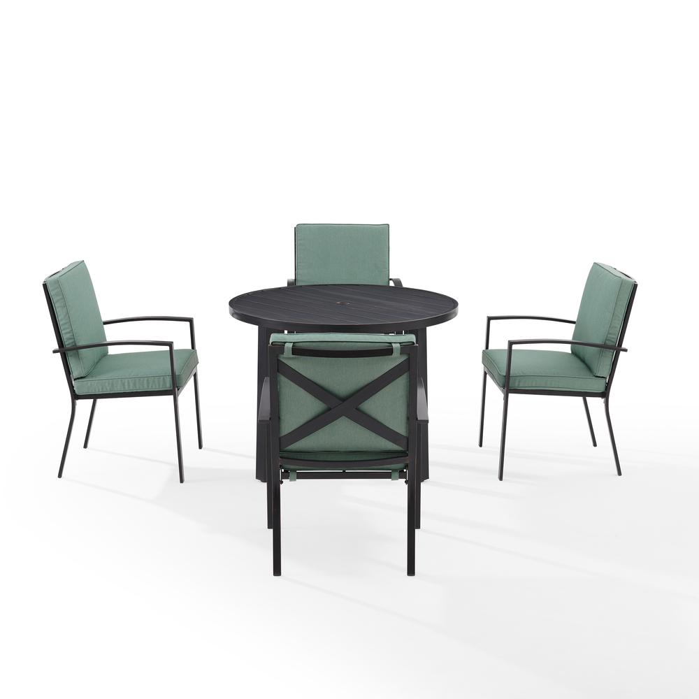 Kaplan 5Pc Outdoor Metal Round Dining Set Mist/Oil Rubbed Bronze - Table & 4 Chairs. Picture 6
