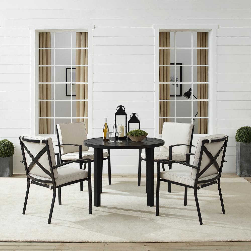 Kaplan 5Pc Outdoor Metal Round Dining Set Oatmeal/Oil Rubbed Bronze - Table & 4 Chairs. Picture 2