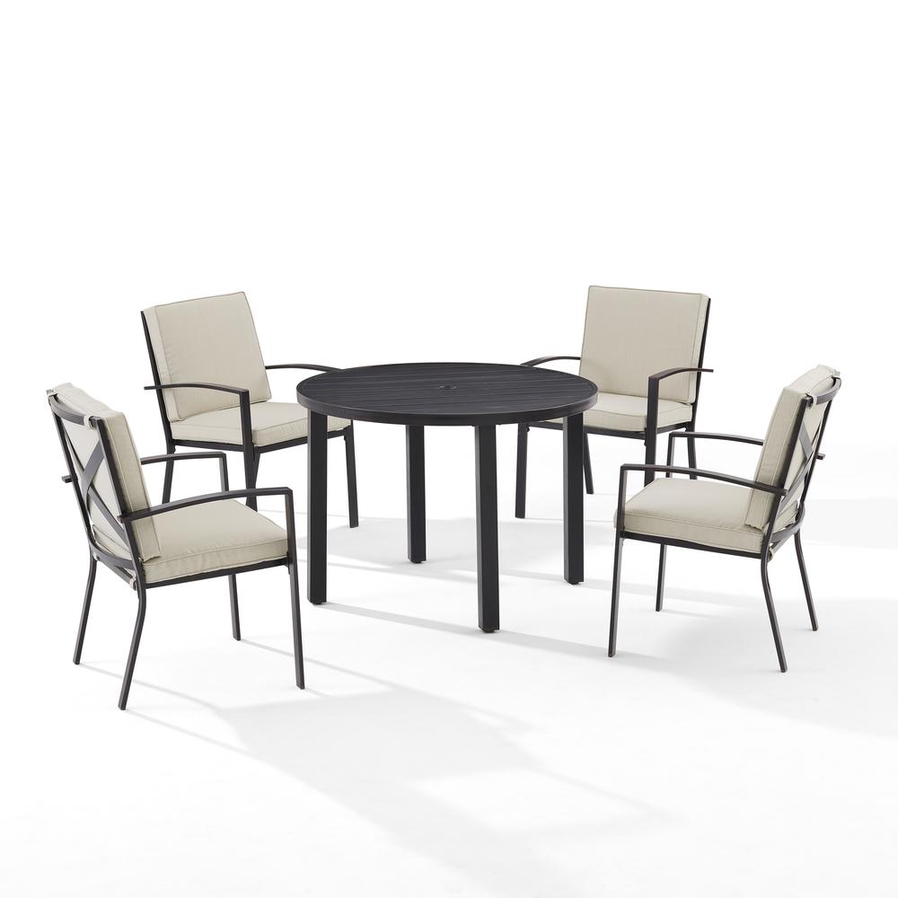 Kaplan 5Pc Outdoor Metal Round Dining Set Oatmeal/Oil Rubbed Bronze - Table & 4 Chairs. Picture 5