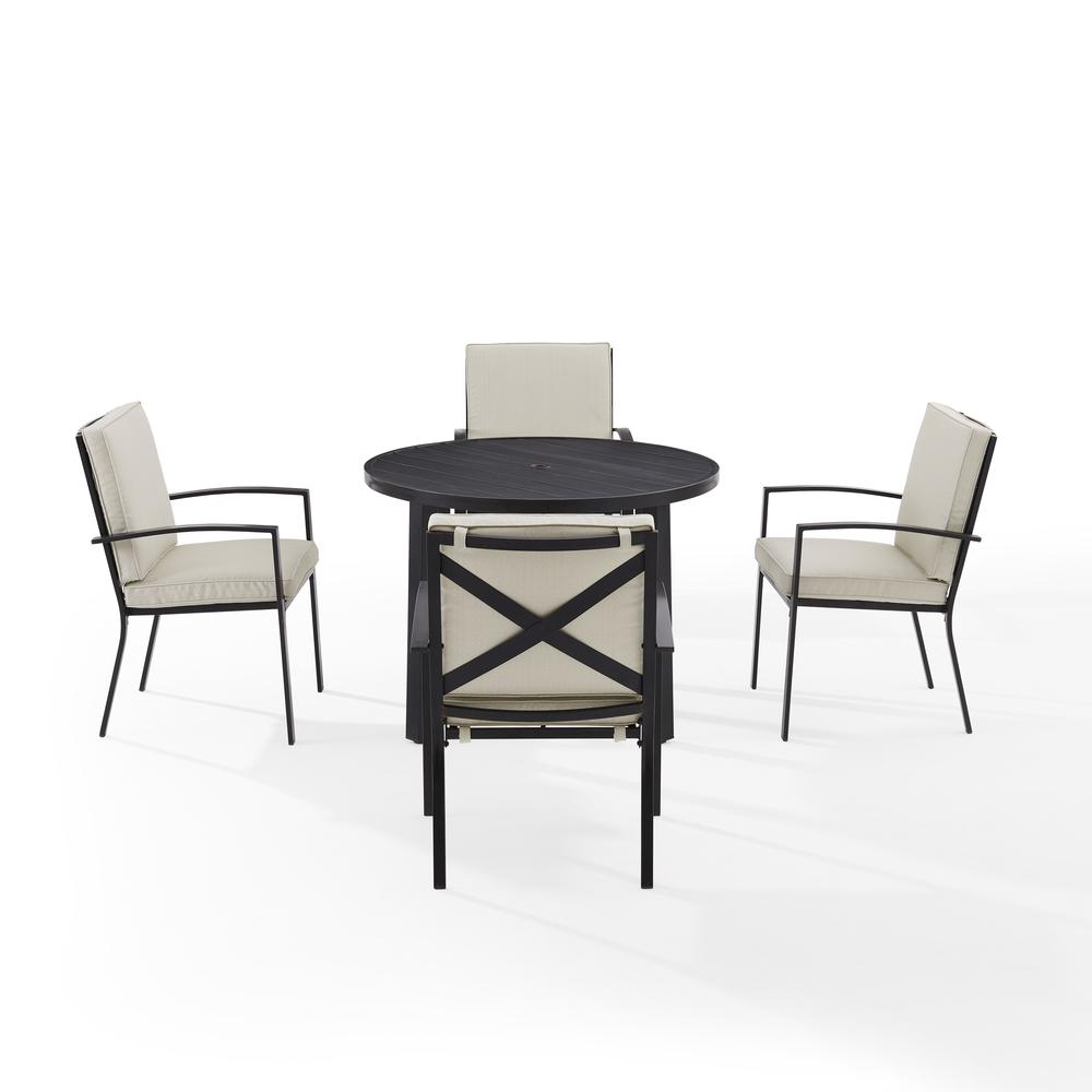 Kaplan 5Pc Outdoor Metal Round Dining Set Oatmeal/Oil Rubbed Bronze - Table & 4 Chairs. Picture 6