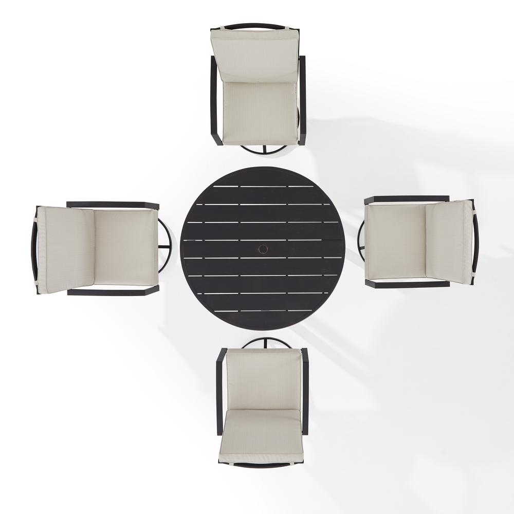 Kaplan 5Pc Outdoor Metal Round Dining Set Oatmeal/Oil Rubbed Bronze - Table & 4 Swivel Chairs. Picture 7