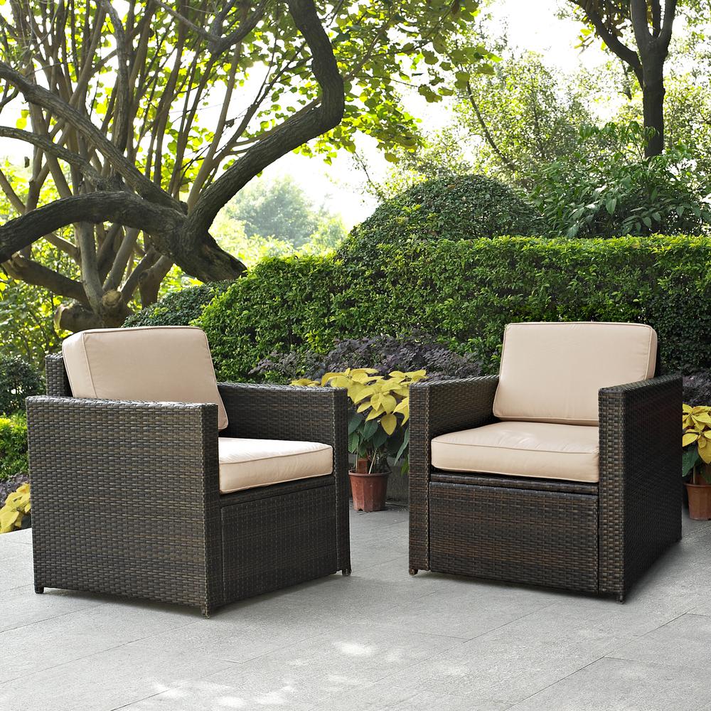 Palm Harbor 2Pc Outdoor Wicker Chair Set Sand/Brown - 2 Chairs. Picture 7
