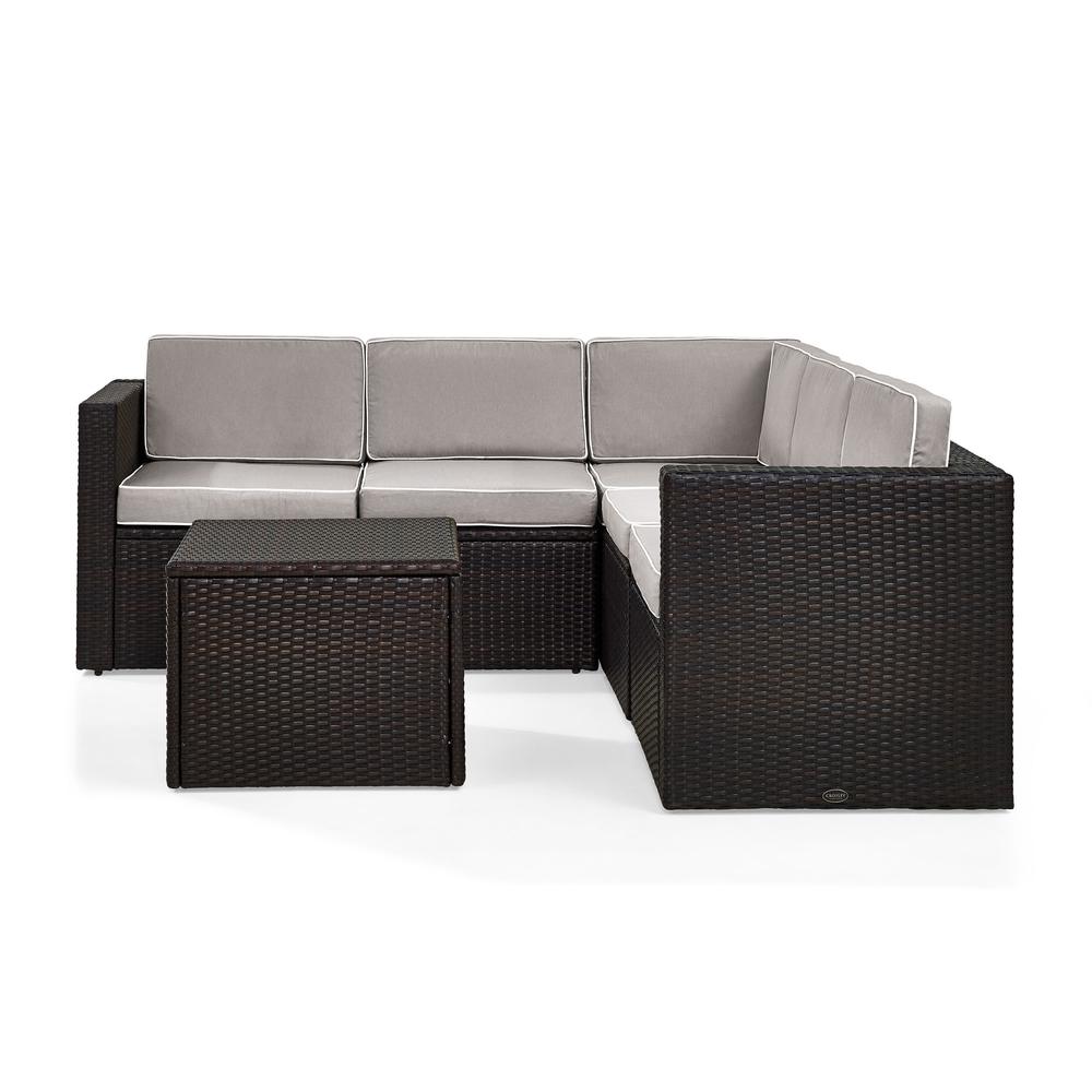 Palm Harbor 6Pc Outdoor Wicker Sectional Set Gray/Brown - Coffee Sectional Table, 3 Corner Chairs, & 2 Center Chairs. Picture 4