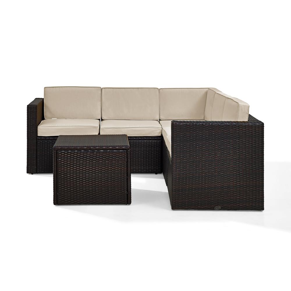 Palm Harbor 6Pc Outdoor Wicker Sectional Set Sand/Brown - 3 Corner Chairs, 2 Center Chairs, Coffee Sectional Table. Picture 4