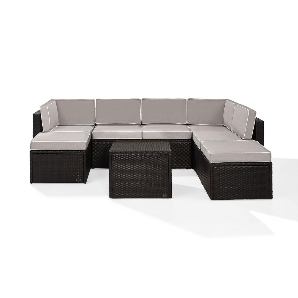 Palm Harbor 8Pc Outdoor Wicker Sectional Set Gray/Brown - 2 Corner Chairs, 3 Center Chairs, 2 Ottomans & Coffee Sectional Table. Picture 4