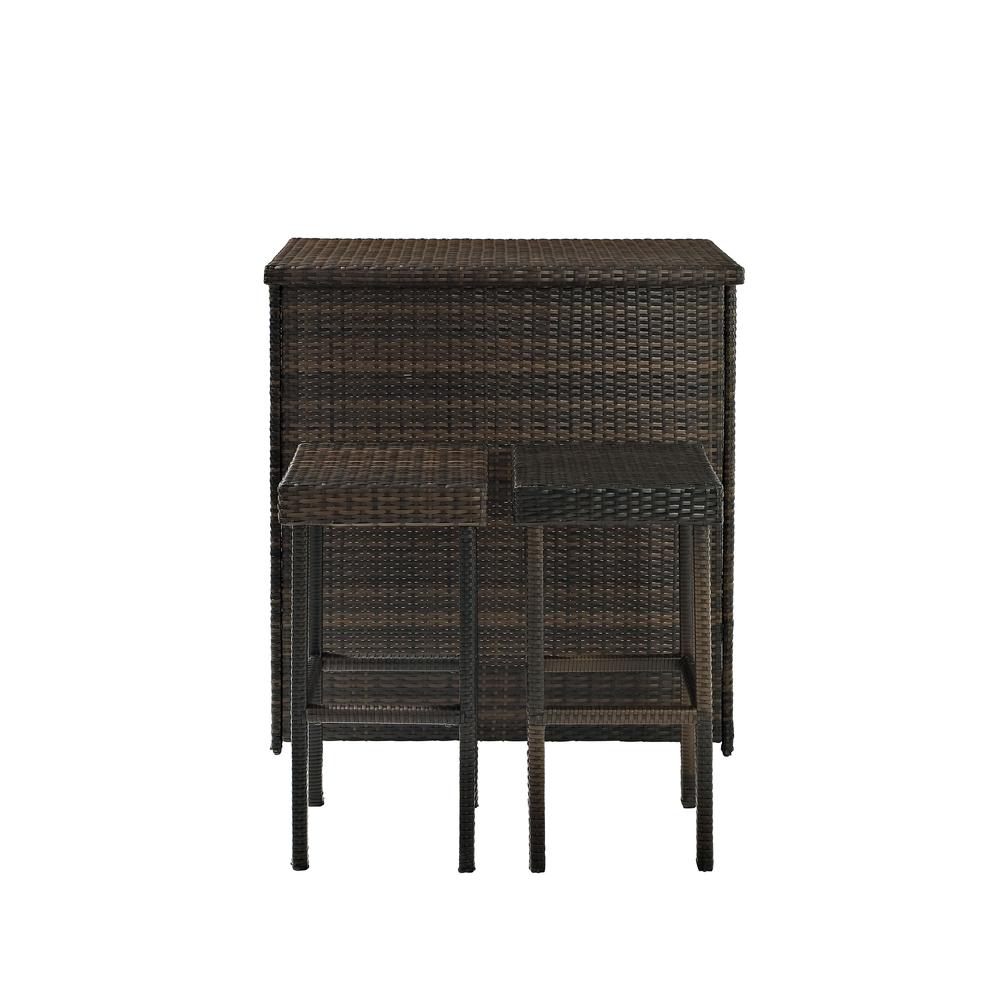 Palm Harbor 3Pc Outdoor Wicker Bar Set Brown - Bar, 2 Stools. Picture 8