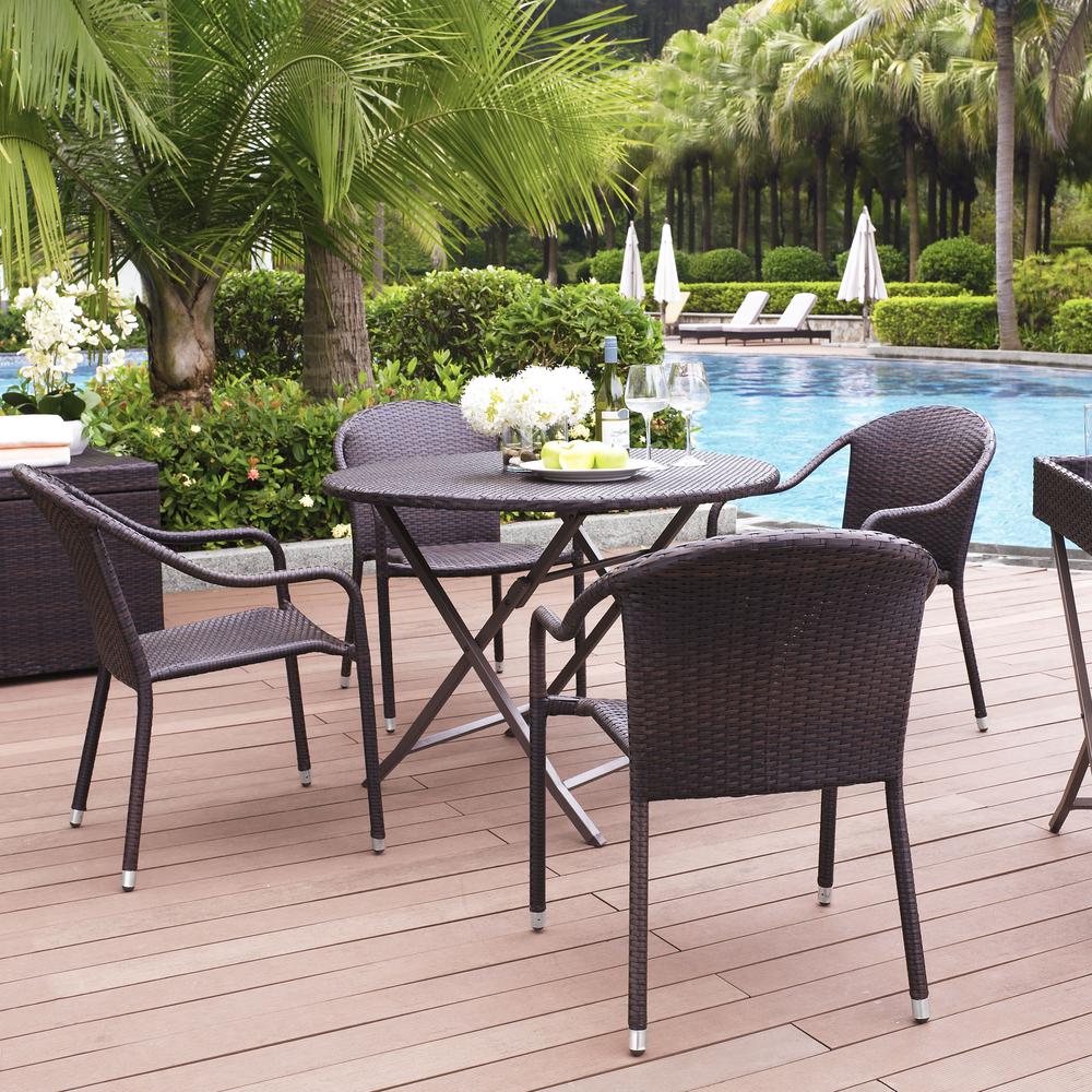 Palm Harbor 5Pc Outdoor Wicker Dining Set Brown - Table & 4 Chairs. Picture 6