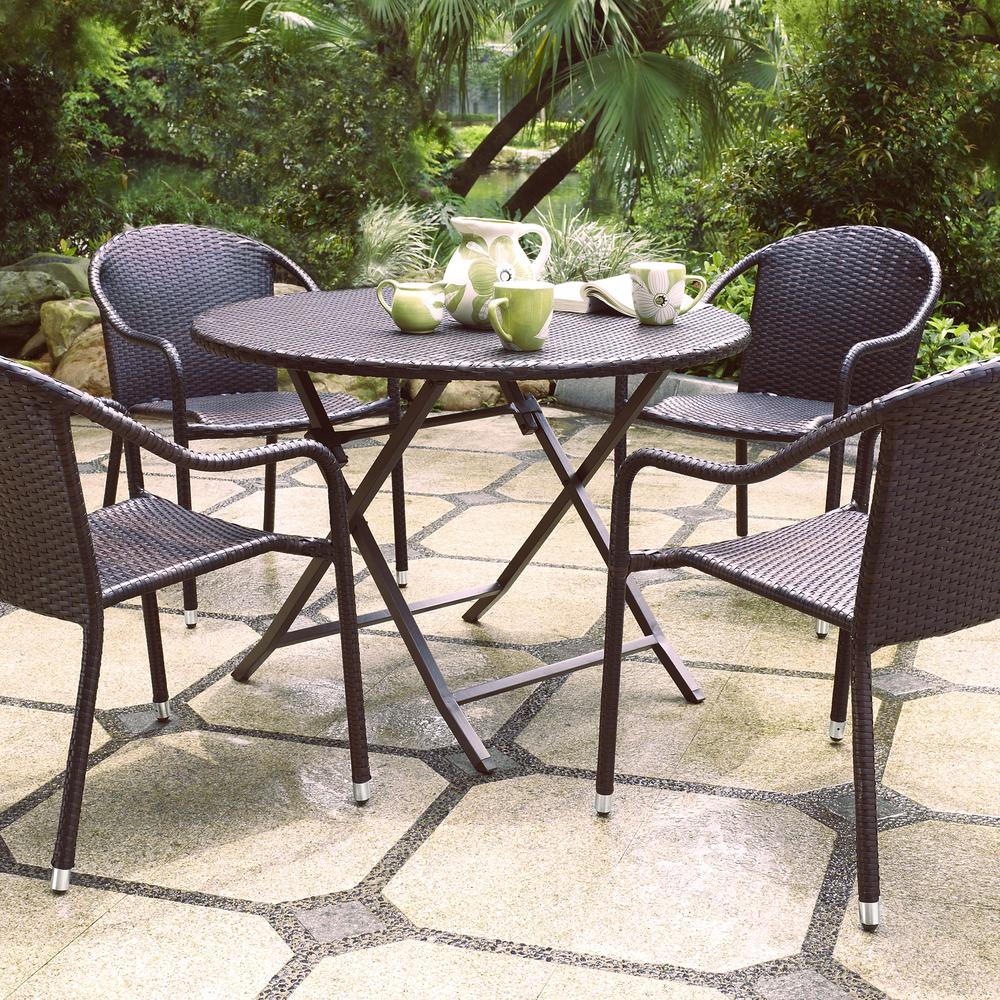 Palm Harbor 5Pc Outdoor Wicker Dining Set Brown - Table & 4 Chairs. Picture 7