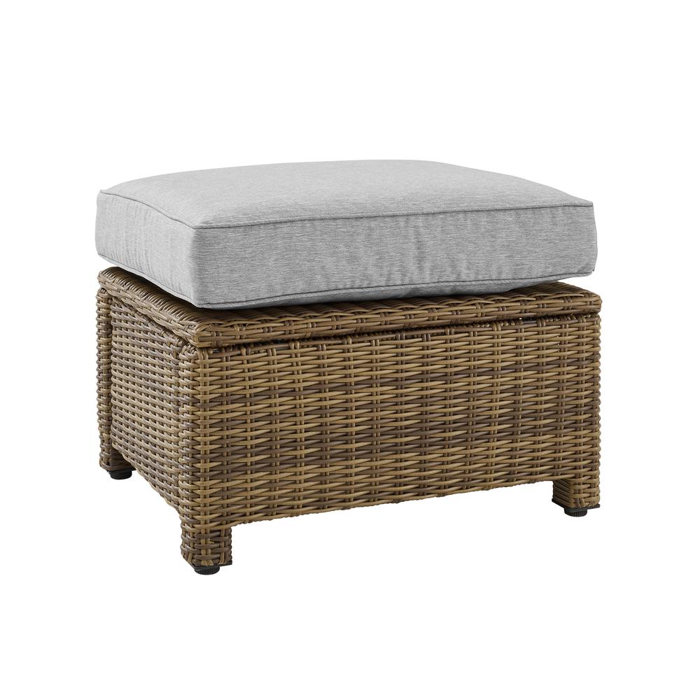 Bradenton Outdoor Wicker Ottoman Gray /Weathered Brown. Picture 2