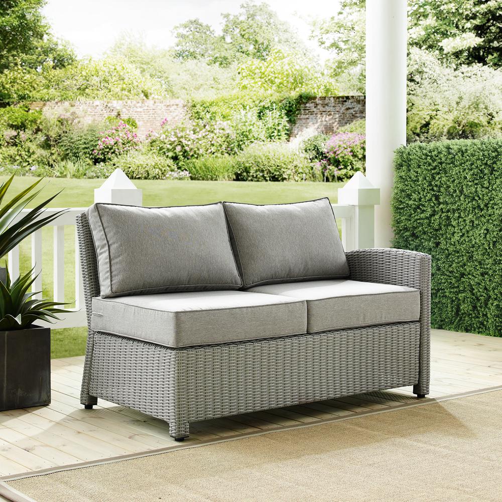 Bradenton Outdoor Wicker Sectional Right Side Loveseat Gray/Gray. Picture 1