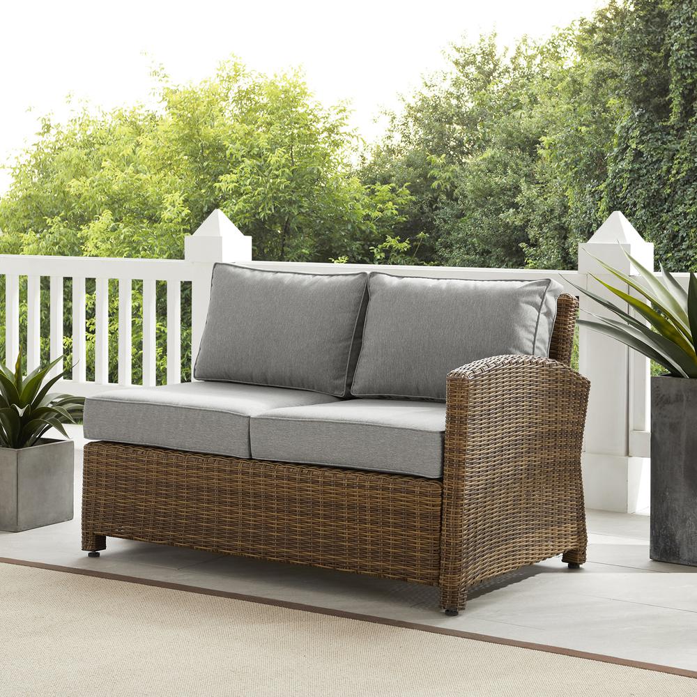 Bradenton Outdoor Wicker Sectional Right Side Loveseat Gray/Weathered Brown. Picture 10