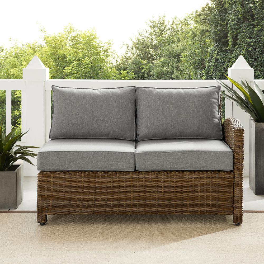 Bradenton Outdoor Wicker Sectional Right Side Loveseat Gray/Weathered Brown. Picture 9