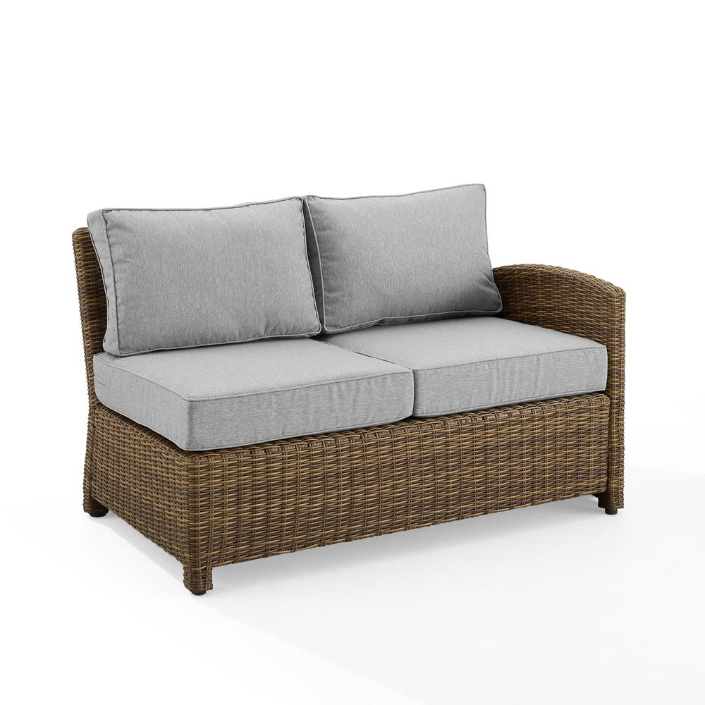 Bradenton Outdoor Wicker Sectional Right Side Loveseat Gray/Weathered Brown. Picture 7