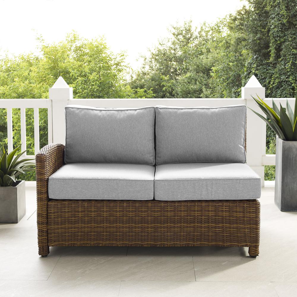 Bradenton Outdoor Wicker Sectional Left Side Loveseat Gray/Weathered Brown. Picture 3