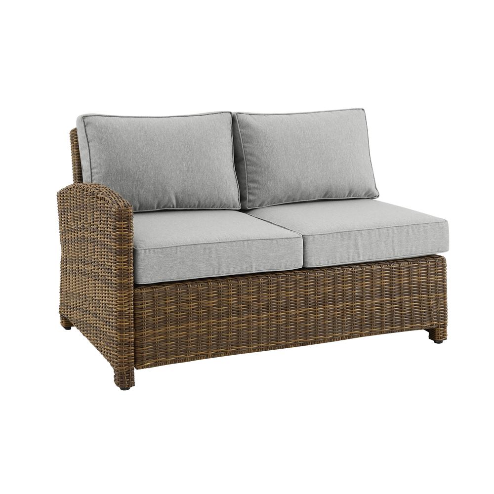 Bradenton Outdoor Wicker Sectional Left Side Loveseat Gray/Weathered Brown. Picture 12