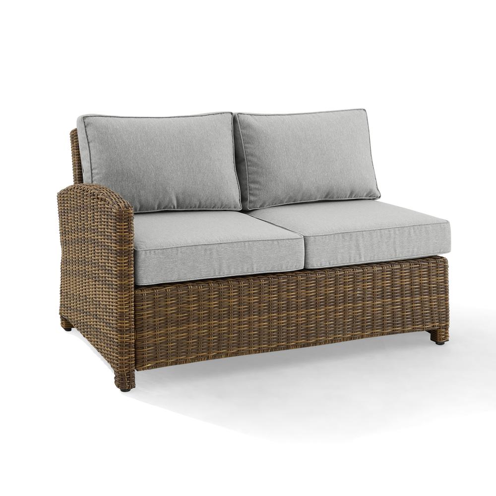 Bradenton Outdoor Wicker Sectional Left Side Loveseat Gray/Weathered Brown. Picture 4