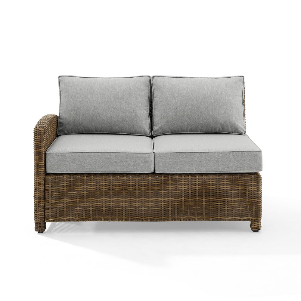 Bradenton Outdoor Wicker Sectional Left Side Loveseat Gray/Weathered Brown. Picture 11