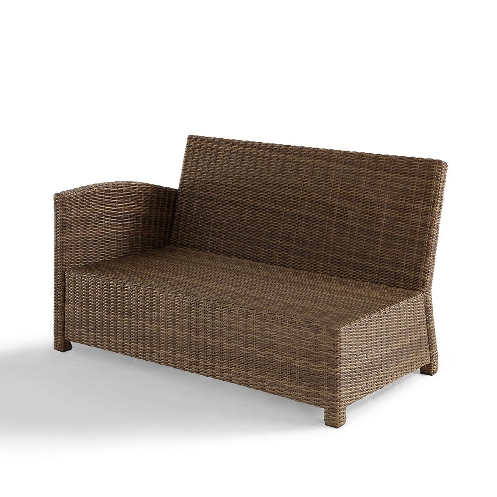 Bradenton Outdoor Wicker Sectional Left Side Loveseat Gray/Weathered Brown. Picture 9