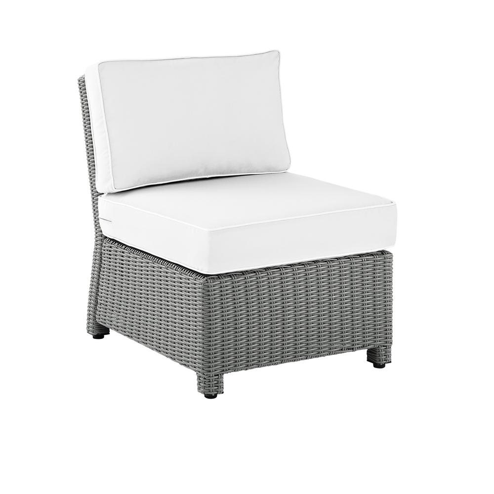 Bradenton Outdoor Sectional Center Chair - Sunbrella White/Gray. Picture 12