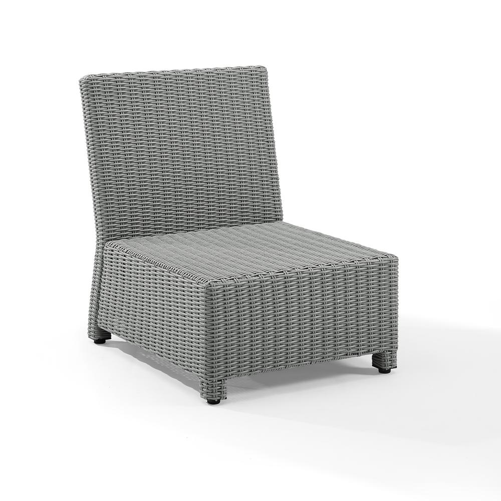 Bradenton Outdoor Sectional Center Chair - Sunbrella White/Gray. Picture 9