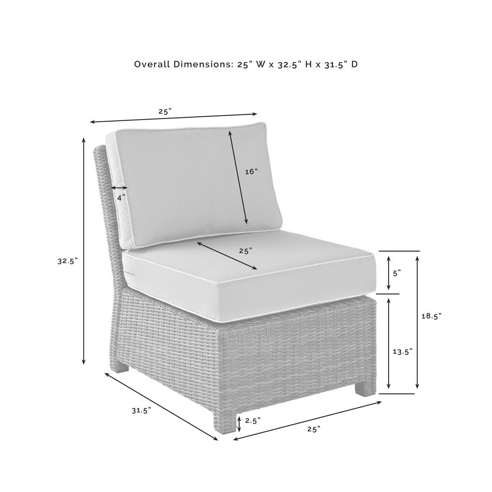 Bradenton Outdoor Sectional Center Chair - Sunbrella White/Gray. Picture 10