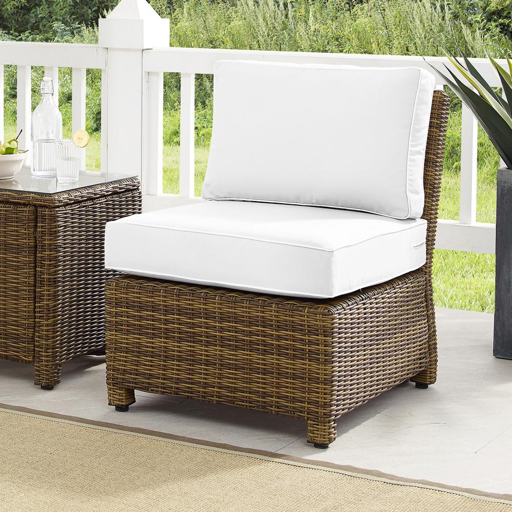 Bradenton Outdoor Sectional Center Chair - Sunbrella White/Weathered Brown. Picture 1