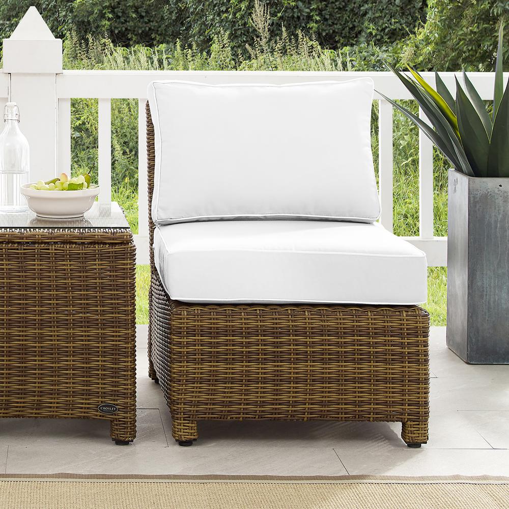 Bradenton Outdoor Sectional Center Chair - Sunbrella White/Weathered Brown. Picture 2