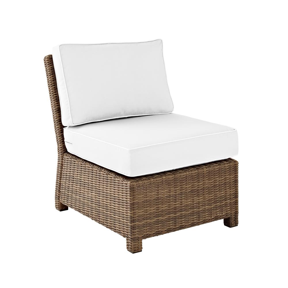 Bradenton Outdoor Sectional Center Chair - Sunbrella White/Weathered Brown. Picture 12